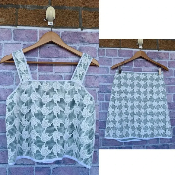 Tory Burch Lexi Crop Top Lace Layered Top and skirt size 6 - Picture 1 of 12